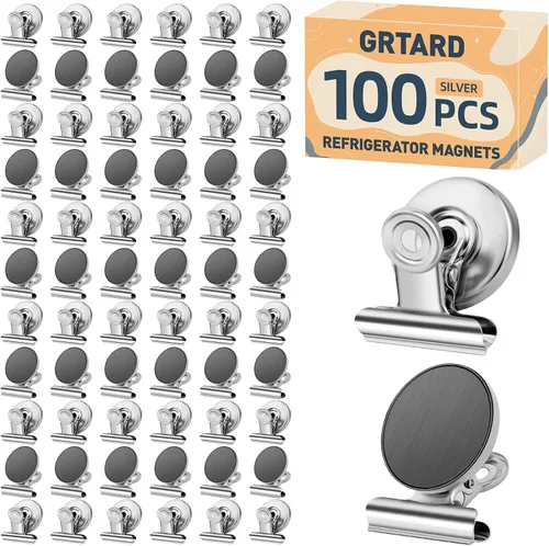 Vista 25 de Grtard Paquete de 6 clips magnéticos resistentes, clips magnéticos para refrigerador, imanes de refrigerador, clip magnético fuerte, imanes sin Negro