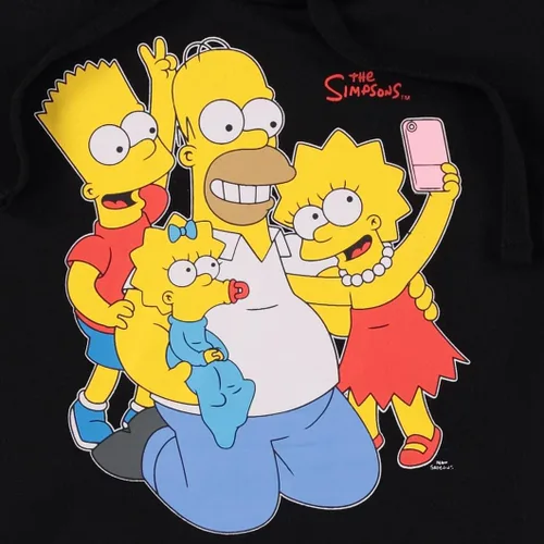Vista 5 de The Simpsons Sudadera con capucha para mujer, Lisa, Bart y Homer Simpson con estampado de manga