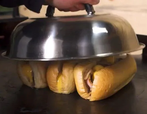 Vista 5 de 3 juegos de accesorios de barbacoa de 12 pulgadas redondas de acero inoxidable para hilvanar tapas wok, cúpula de fusión de queso y cubierta