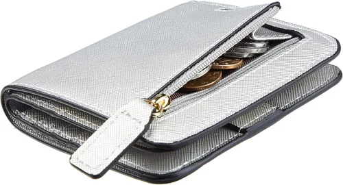Vista 2 de Gostwo - Cartera compacta de piel genuina de lujo para mujer con bloqueo de RFID y ventana de identificación