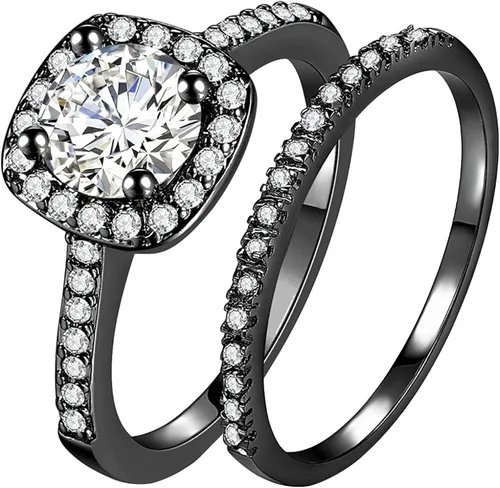 Vista 3 de iLH Clearance Hollow Carving Diamond Rings,Women Fashion Luxury Zircon Rings Engagement Wedding Rings Jewelry Gift by ZYooh