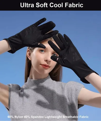 Vista 3 de SUJAYU Guantes de protección UV, guantes de conducción para mujer, guantes UV de dedo completo, guantes de protección solar, guantes finos con luz
