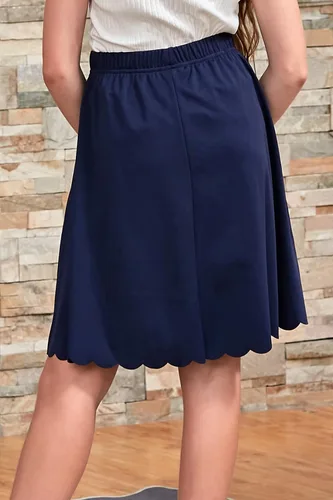 Vista 2 de GORLYA Falda midi casual con dobladillo de festoneado para niñas de 4 a 14 años