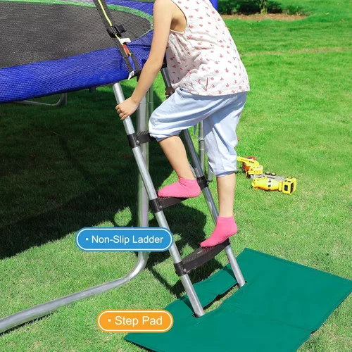 Vista 7 de Zupapa 1800LBS Capacity No-Gap Design 16 15 14 12FT Trampoline with Safety Enclosure Net and Non-Slip Ladder 10-Year Quality Assurance Perfect for