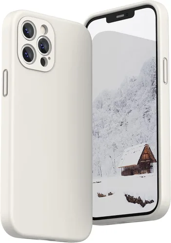 Vista 15 de SURPHY Funda diseñada para iPhone 12 Pro Max con protección para cámara, funda de silicona líquida con forro de microfibra, color negro