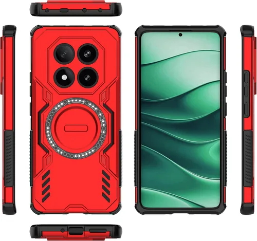 Vista 62 de Funda compatible con Motorola Edge 50, compatible con carga inalámbrica MagSafe [PC + TPU] 2 en 1 funda magnética protectora anticaída para Rojo