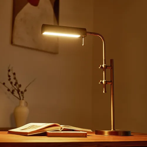 Vista 8 de VONLUCE Lámpara de escritorio rústica, lámpara de mesa de metal de estilo industrial ajustable, lámpara de lectura LED de 3 temperaturas
