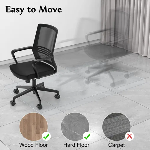Vista 3 de Blvornl Tapete para silla de oficina para suelo de madera dura, protector de plástico resistente para silla de oficina, rectangular transparente