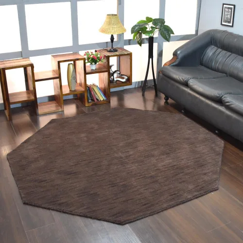 Vista 42 de Alfombras de área de lana anudadas a mano en telar, ecológicas - 10'x10', cuadradas, color aguamarina, diseño liso sólido, alfombras de área gruesas