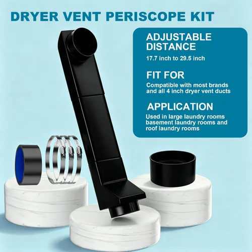 Vista 7 de UD48S Ventilación telescópica para secadora, kit de conductos de ventilación de periscopio ajustable de 17.7-29.5 pulgadas con conector de silicona