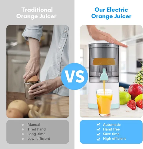 Vista 8 de Exprimidor eléctrico de cítricos, exprimidor de naranja, portátil, sin BPA