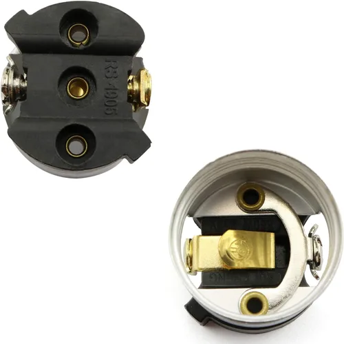 Vista 4 de DZS Elec 2 unids E26 /E27 Metal Shell luz zócalos negro lámpara base accesorios de iluminación soporte bombilla Edison Vintage luces