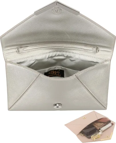 Vista 6 de Dexmay - Bolso de mano tipo sobre para mujer, tamaño mediano, de piel saffiano, plegable