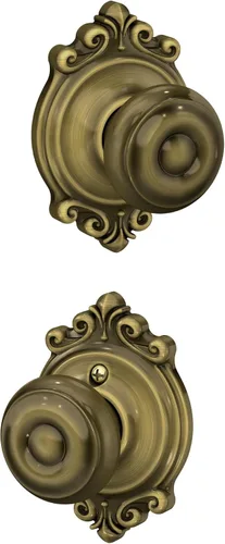 Vista 70 de SCHLAGE F10 GEO 716 Pomo de Puerta Georgiano, Cerradura de Paso para Pasillo y Armario, Bronce Envejecido (Paquete de 4)