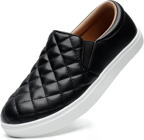 Vista 11 de STQ Zapatos sin cordones para mujer, zapatillas acolchadas de moda Blanco beige