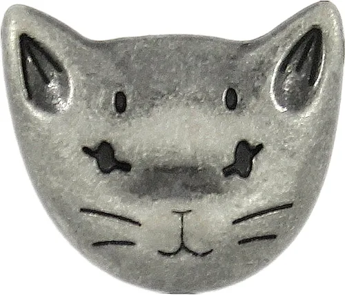 Vista 7 de Bezelry 12 botones de vástago de metal con diseño de gato, 0.709 in (latón antiguo)