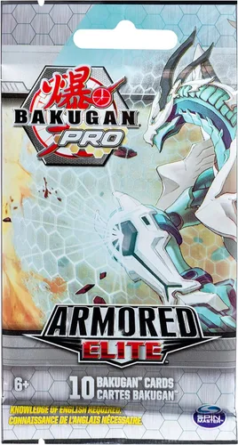 Vista 2 de Bakugan Pro, Armored Elite Booster Pack con 10 tarjetas coleccionables coleccionables, para edades de 6 años en adelante