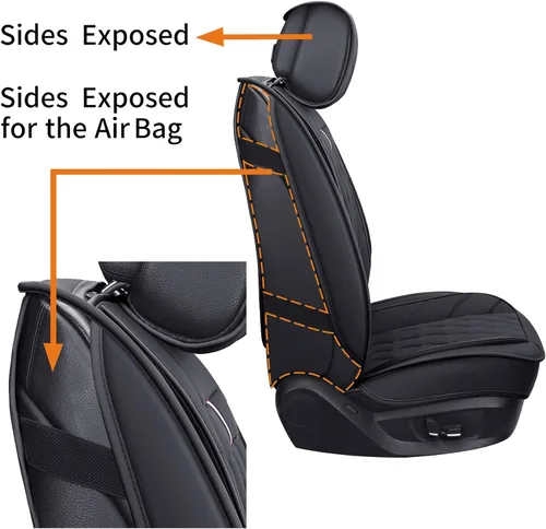 Vista 4 de 2 fundas de asiento delantero de capitán, impermeables, de piel, ajuste universal, color negro Compatible con Honda Civic CRV Toyota 4Runner