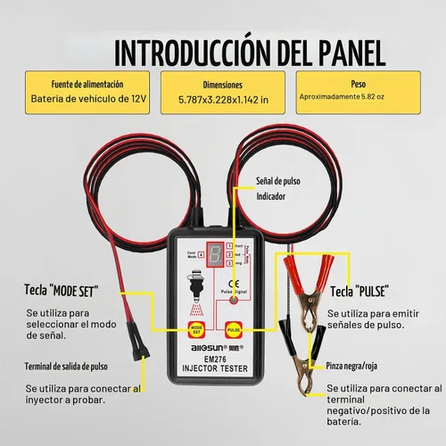 Vista 4 de All-sun comprobador para inyector de combustible, auto diagnóstico, 4 modos de pluse 12 V