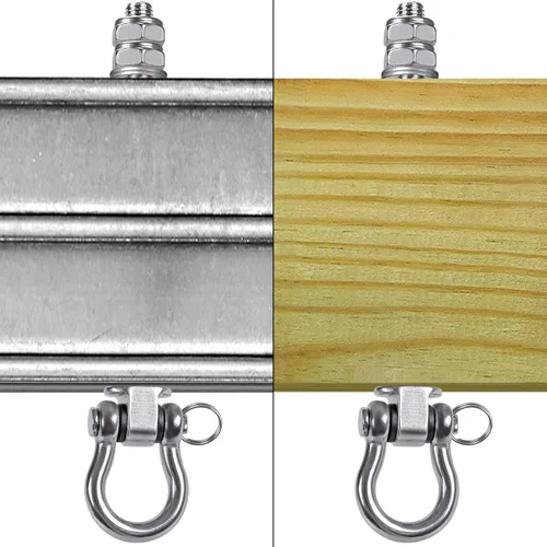Vista 6 de BeneLabel 2 piezas de vigas de madera y colgador de vigas en I, extraíbles y fáciles de conectar, ganchos de acero inoxidable resistentes, hamaca