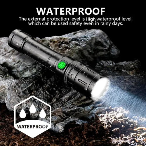 Vista 7 de Linterna táctica Airsoft con soporte de riel Picatinny, recargable por USB, 5 modos de luz e interruptor de presión remoto, luz táctica impermeable
