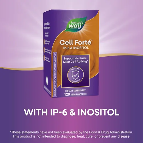 Vista 3 de Nature's Way Cell Forté IP-6 & Inositol Suplemento de apoyo inmunológico con calcio, fósforo y magnesio*, sin gluten, vegano, 120 cápsulas