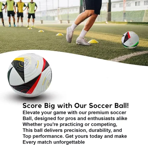 Vista 7 de Balón de fútbol Euro Cup Tamaño 5 – Tapa suave, perfecta para entrenar y jugar, para aficionados al fútbol y adultos