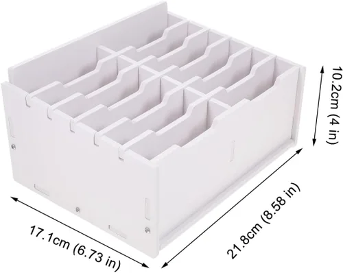 Vista 3 de Angoily Organizador de cajones de escritorio, bandeja organizadora de madera de bambú, divisor de teléfono celular de escritorio y contenedores