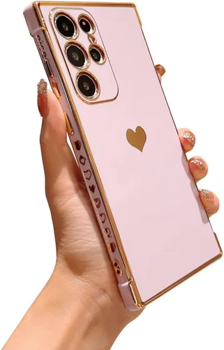 Vista 100 de phylla Funda de teléfono compatible con Samsung Galaxy A12 de 6.5 pulgadas, lindo corazón chapado en oro, elegante funda de lujo para mujer