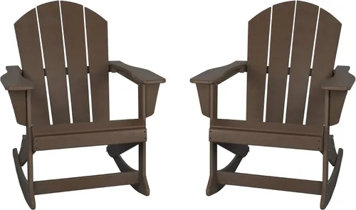 Vista 77 de WestinTrends Silla mecedora Malibu de poliéster para exterior/patio Adirondack, Negra