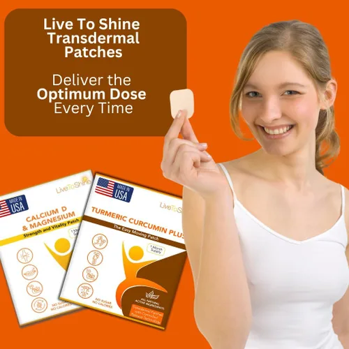 Vista 4 de Live To Shine Paquete de parches D de curcumina de cúrcuma y calcio y magnesio, sigue moviéndose, mantente fuerte, suministro para 30 días cada