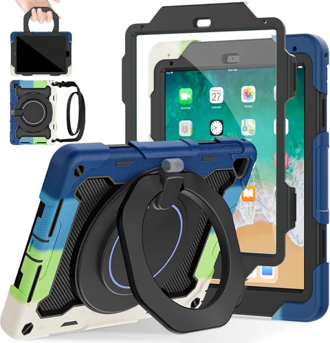 Vista 12 de ROISKIN Funda para iPad de 6ª y 5ª generación de 9.7 pulgadas, Pro 9.7, Air 2 con soporte giratorio 360 y correa de mano