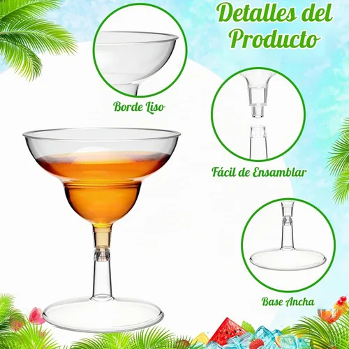 Vista 3 de Rtteri 250 mini vasos de Martini de plástico de 2 onzas desechables mini margarita transparentes para bodas, fiestas, cócteles, bebidas, postres
