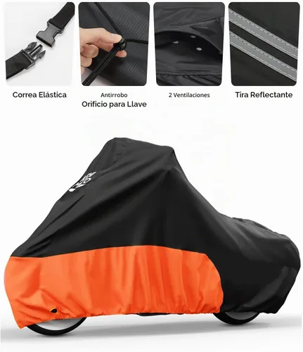 Vista 4 de KEMIMOTO - Funda para motocicleta resistente 420D compatible con Softail Dyna Naranja
