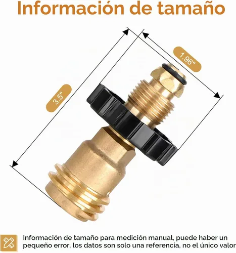 Vista 5 de Adaptador de tanque de propano Aekops de 100 libras, adaptador universal POL para tanque de propano que convierte POL a QCC1, adaptador de tanque LP