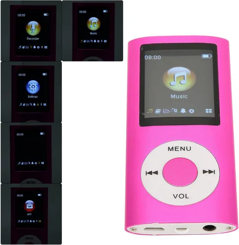 Vista 5 de LICAEVEY Reproductor MP3 Bluetooth ultrafino de 1.8 pulgadas con pantalla LCD, memoria expandible a 64 GB, reproductor de música portátil