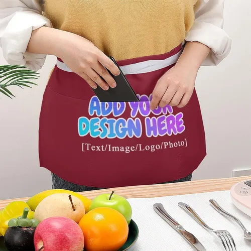 Vista 173 de AXKEUDO Delantal personalizado con bolsillos, delantales de cintura para camarera para cocinar en casa, restaurante, servir trabajo