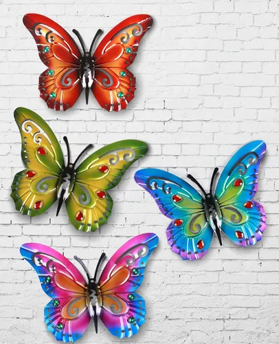 Vista 7 de 2 piezas de mariposas de metal para valla de patio, decoración de jardín, mariposa grande de 14 pulgadas para patio al aire libre, patio, balcón