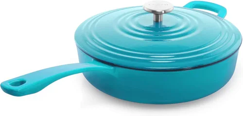 Vista 26 de Chantal Juego de horno holandés de hierro fundido, 3 y 7 cuartos de galón, esmalte premium formulado en Estados Unidos, azul marino