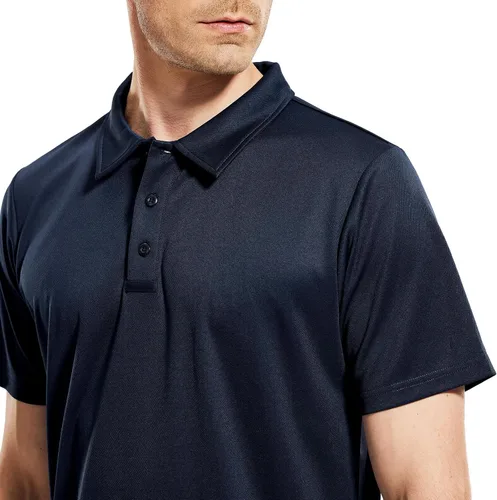 Vista 2 de Haimont Polo para hombre, manga larga, ligera, de poliéster, con cuello, absorbe la humedad, ajuste regular