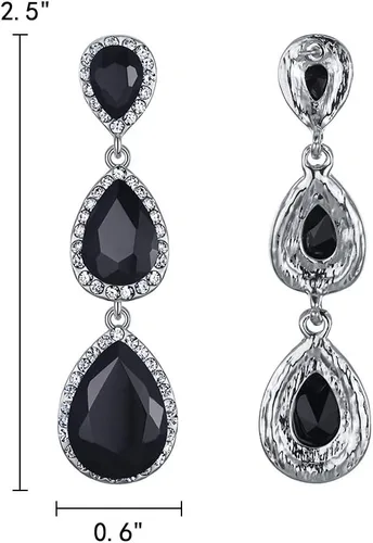 Vista 97 de EleQueen Pendientes de cristal austriaco en tono dorado para mujer, forma de pera de 2.5 pulgadas, color esmeralda