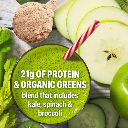 Vista 6 de Orgain - Proteína orgánica vegana en polvo + verduras, chocolate cremoso con sabor a budín de fresa - 21 g de proteína a base de plantas, sin