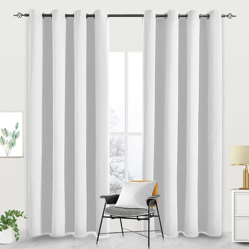 Vista 23 de Cortinas opacas para dormitorio, con aislamiento térmico y bloqueo de luz, para oscurecer la habitación, cortinas con ojales sólidos para ventana