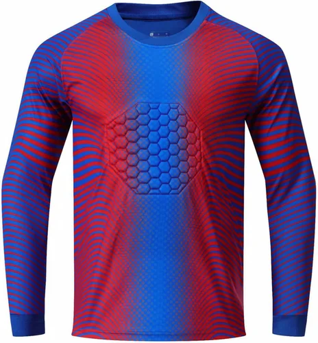 Vista 6 de Hansber Camisetas de portero acolchadas de manga larga para niños y jóvenes, uniforme de fútbol Azul marino oscuro