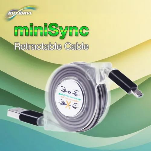 Vista 9 de BoxWave Cable compatible con Trezor One - miniSync, cable de sincronización portátil retráctil
