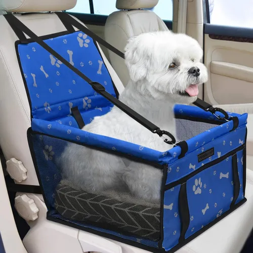 Vista 11 de Asiento de coche para perro, asiento elevador plegable para perro, impermeable, transpirable, bolsa de viaje Oxford para perros pequeños a medianos