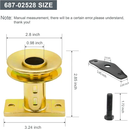 Vista 6 de Thaekuns 687-02528 Adaptador de cuchilla de cortacésped con polea, kit de adaptador de polea de transmisión de 0.984 in (1 pulgada) para MTD