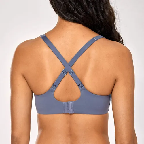Vista 4 de DOBREVA Brasier de encaje de cobertura completa para mujer, ligeramente forrado, con aros, suavizado