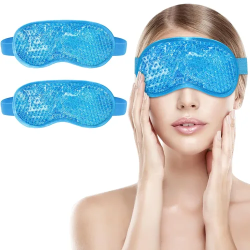 Vista 8 de candyfouse Paquete de 2 máscaras de ojos de enfriamiento en frío, cuentas de gel reutilizables para terapia fría caliente con respaldo de felpa