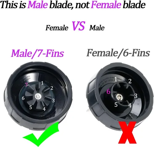 Vista 5 de Cuchilla de repuesto para licuadora macho de 7 aletas y vasos de 24 onzas compatibles con Ninja Auto iQ Blender [4 pulgadas macho 7 aletas solamente]